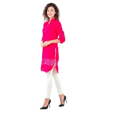 Women's Straight Kurti Fushia-XL-Fushia -1
