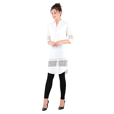 Women's Straight Kurti Off-White-M-Off-White -1
