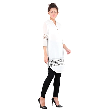 Women's Straight Kurti Off-White-M-Off-White -2