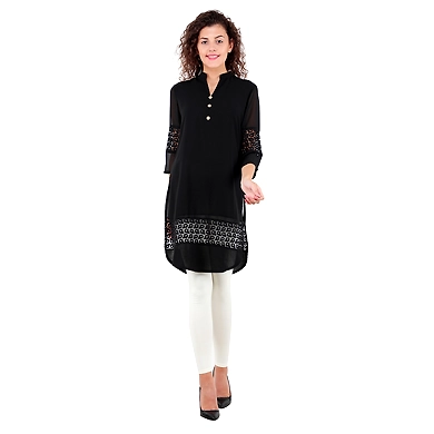 Women's Straight Kurti Black-FF-K815-Black-L