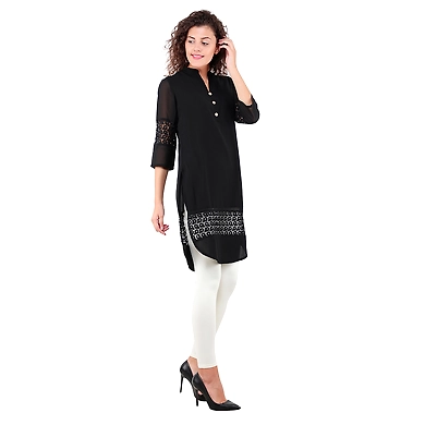 Women's Straight Kurti Black-L-Black -2