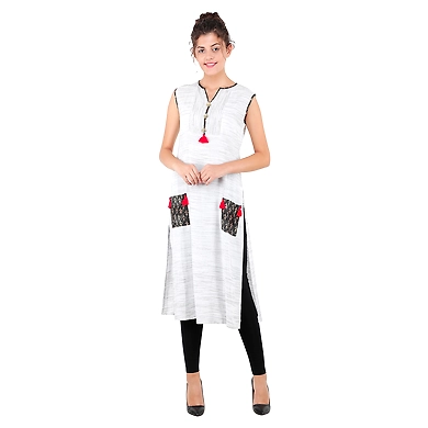 Women's Straight Kurti Black-FF-K817-Print-A-2XL