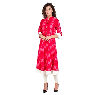 Women's Casual Printed Kurti Red-Red-2XL-1