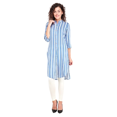Women's Casual Printed Kurti Print-B-3XL-Blue-1