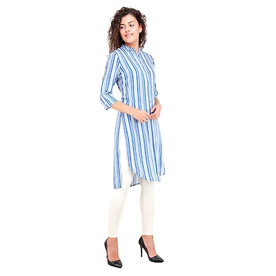 Women's Casual Printed Kurti Print-B-3XL-Blue-2