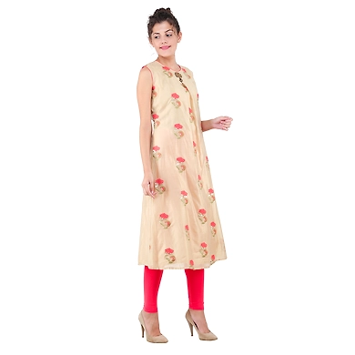 Women's Printed Kurti Gold-L-Gold-2