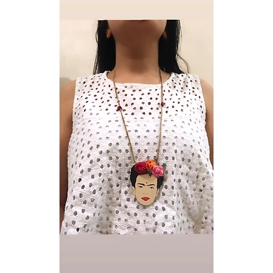 Frida Kahlo face necklace-Multi color-1