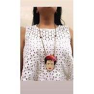 Frida Kahlo face necklace-Multi color