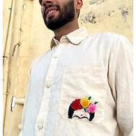 Unisex Frida face Shirt-Off white-S