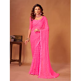 shiv fancy designer jacquard saree with lace and pearl work