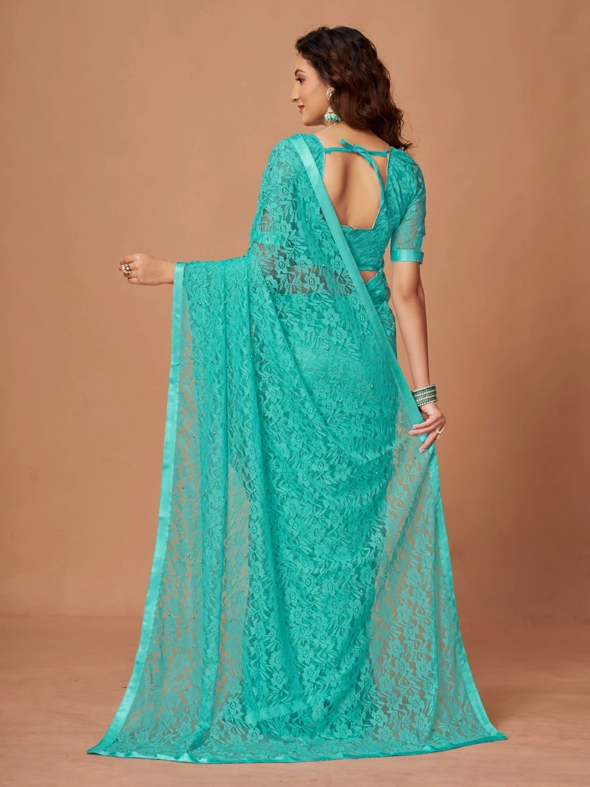 Fancy Designer Jacquard Saree-SKY BLUE-3