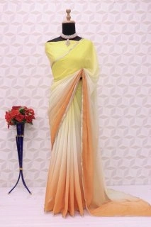 Yellow Georgette 1-Minute Ready-to-Wear Saree - Embrace Elegance Effortlessly-4