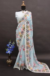 Elegant Digital Print Saree with Sequin Embroidery | Perfect for Special Occasions-SN-361-B