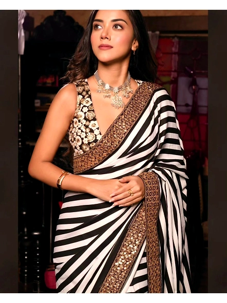 Stunning Georgette Saree with Digital Print &amp; Sequence - Perfect Ethnic Attire-SN-378
