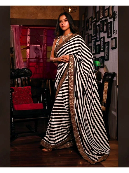 Stunning Georgette Saree with Digital Print &amp; Sequence - Perfect Ethnic Attire-1