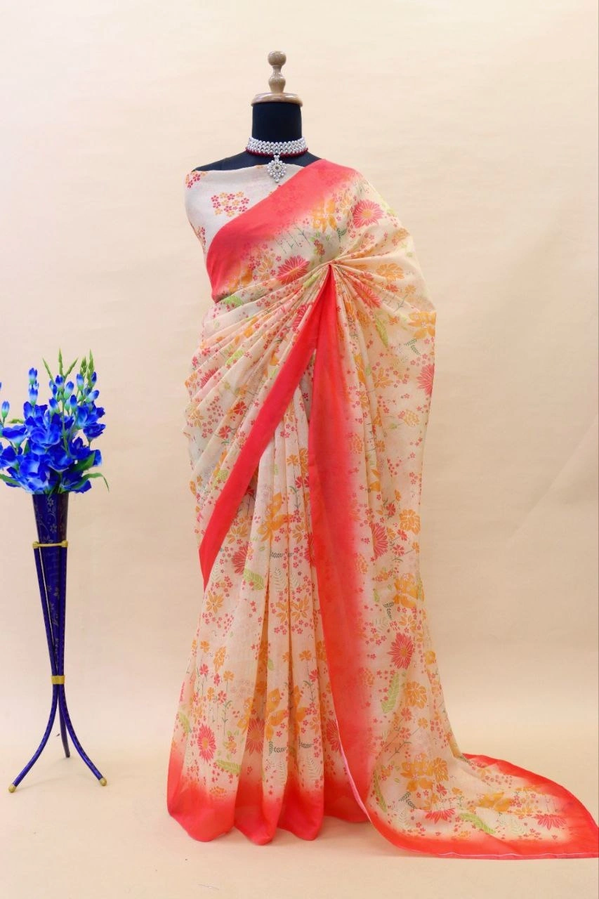 Heavy Chanderi Silk Print Saree-3