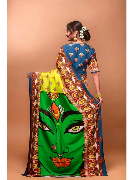 Navratri Saree: Crepe Silk Elegance-Yellow-2