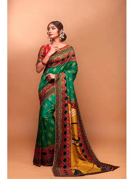 Navratri Saree: Crepe Silk Elegance-Yellow-4