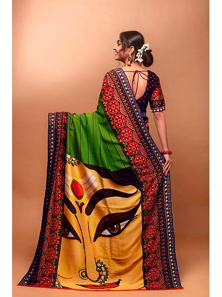 Navratri Saree: Crepe Silk Elegance-Green-1