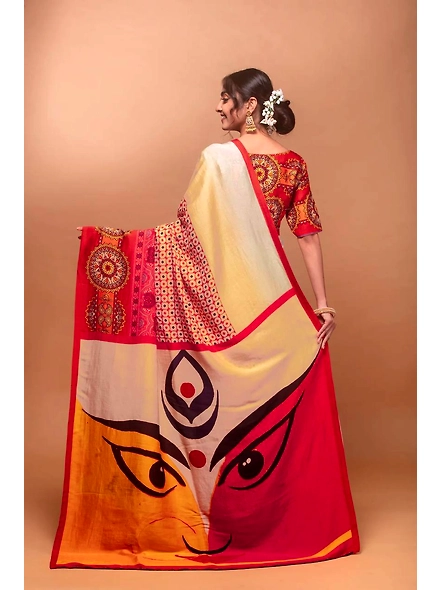 Navratri Saree: Crepe Silk Elegance-White-2