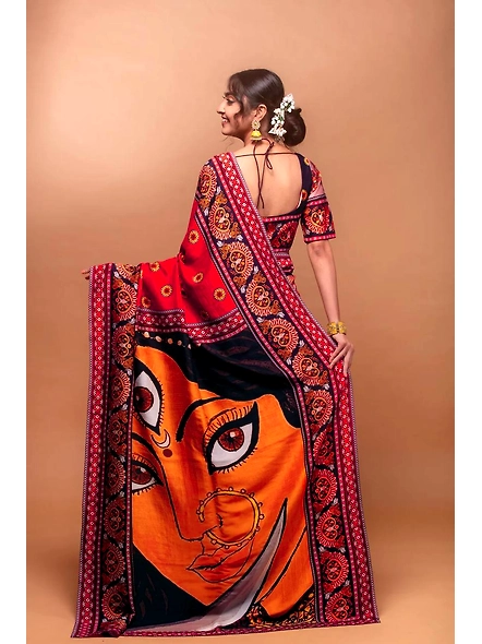 Navratri Saree: Crepe Silk Elegance-Red-1