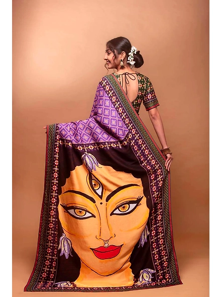 Navratri Saree: Crepe Silk Elegance-Purple-1