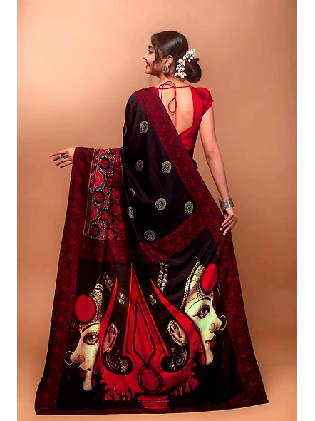 Navratri Saree: Crepe Silk Elegance-Black-1