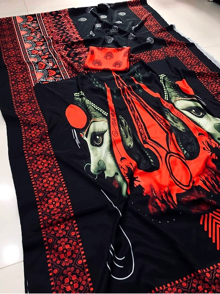 Navratri Saree: Crepe Silk Elegance-Black-2