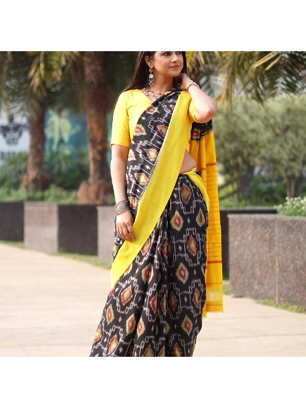 Yellow Linen Digital Printed Saree - Elegant Saree for All Occasions-Yellow-2