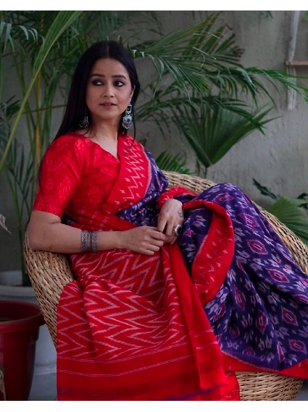 Red Linen Digital Printed Saree - Elevate Your Ethnic Style