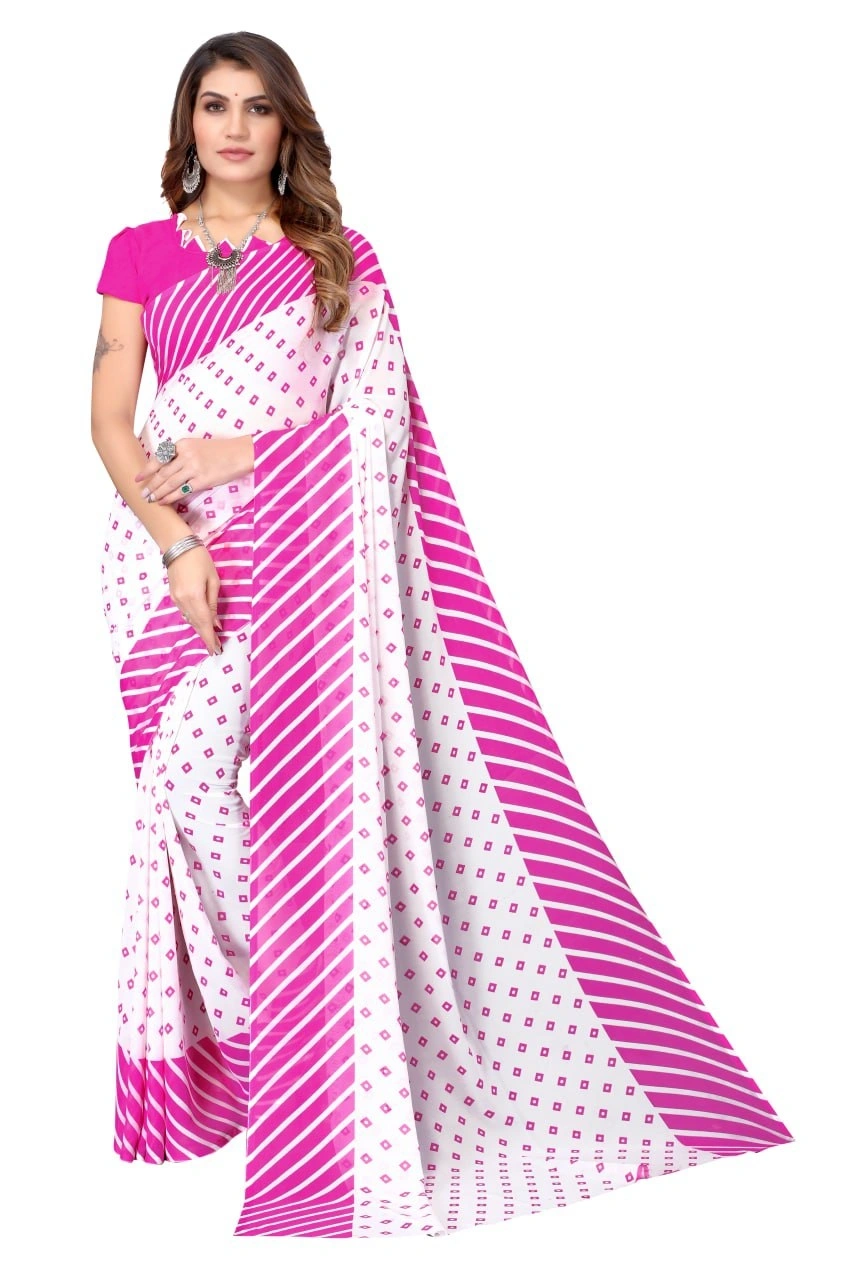 Exquisite Georgette Saree with Lace Border - Elegant Indian Traditional Attire-ZHILMIL-P