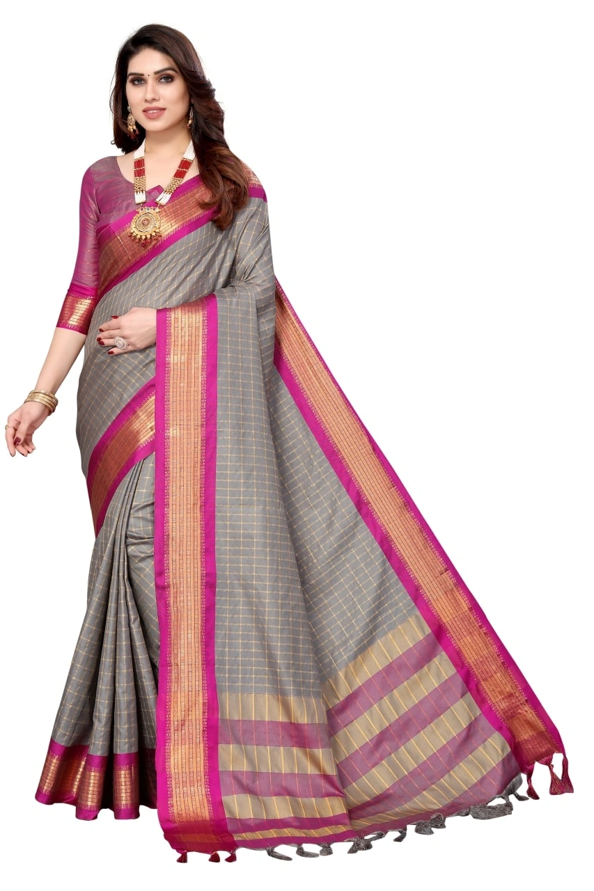 Exquisite Cotton Silk Sarees for Luxury and Elegance-RENUKA-GREY