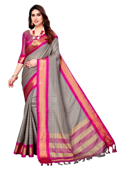 Exquisite Cotton Silk Sarees for Luxury and Elegance-RENUKA-GREY