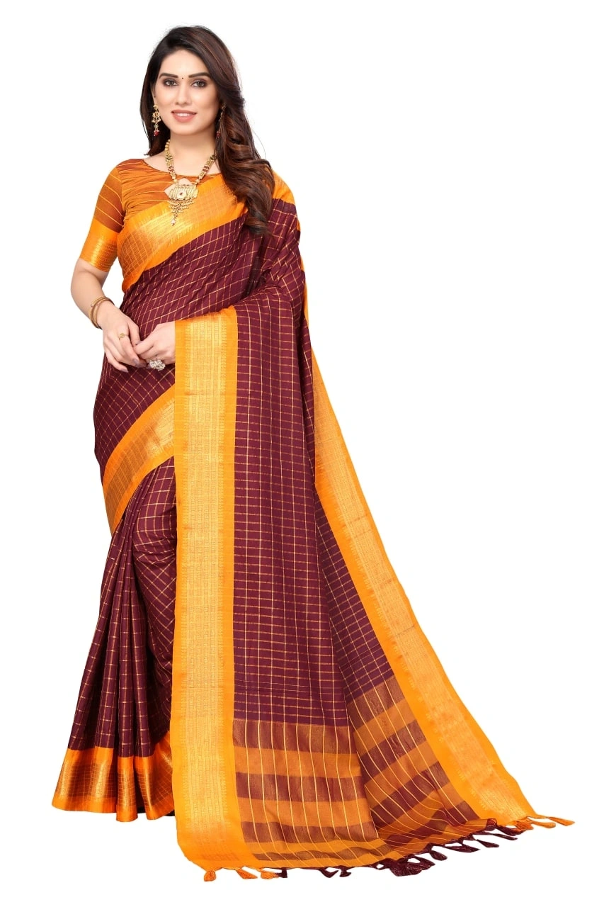 Exquisite Cotton Silk Sarees for Luxury and Elegance-RENUKA-Brown