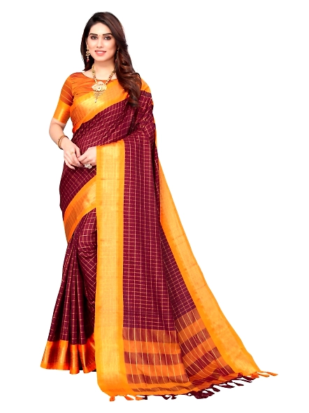 Exquisite Cotton Silk Sarees for Luxury and Elegance-RENUKA-Brown