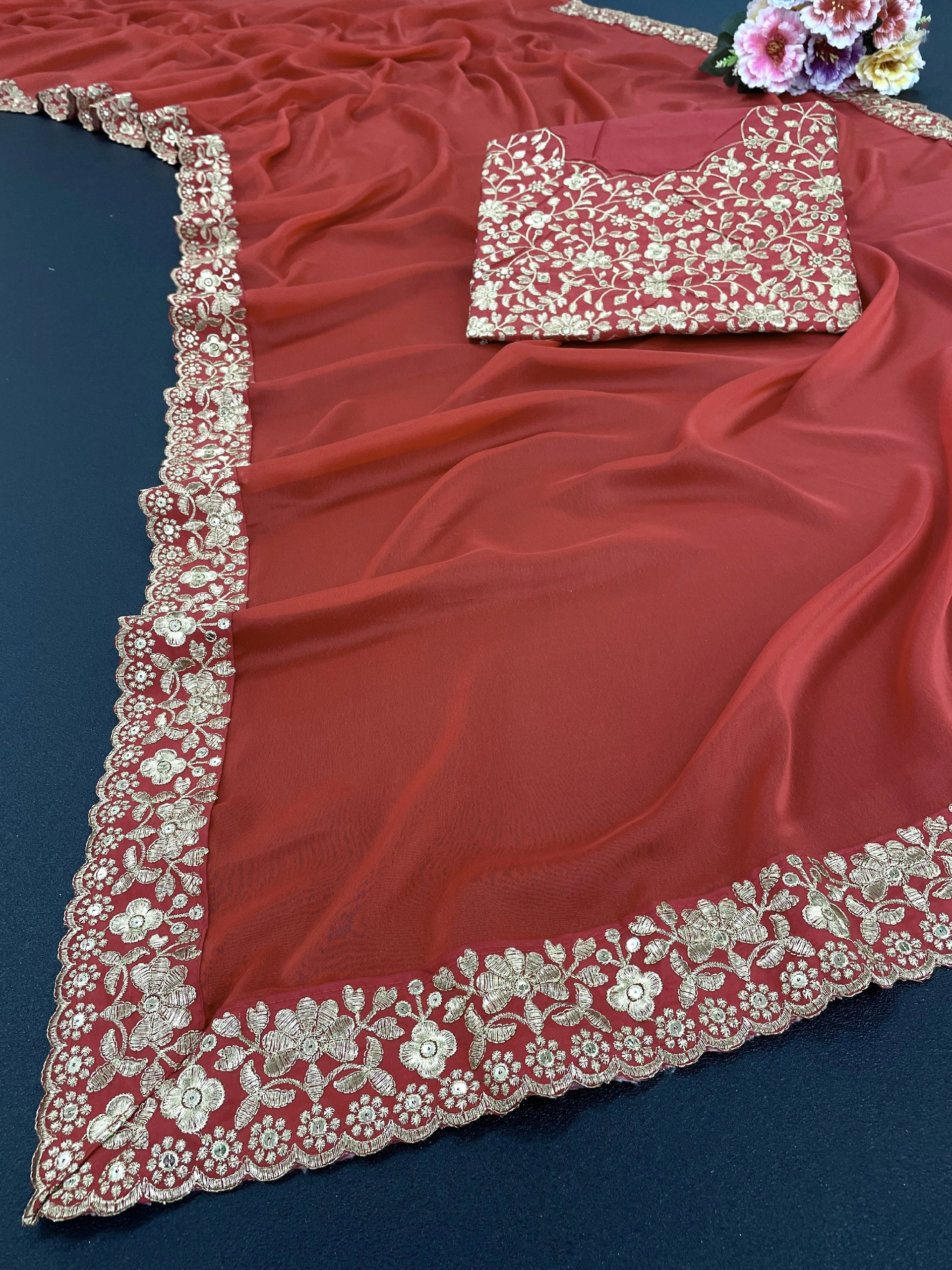 Madhuri Dixit Red RANGOLI SILK Saree - Elegant Indian Ethnic Wear-Red-5