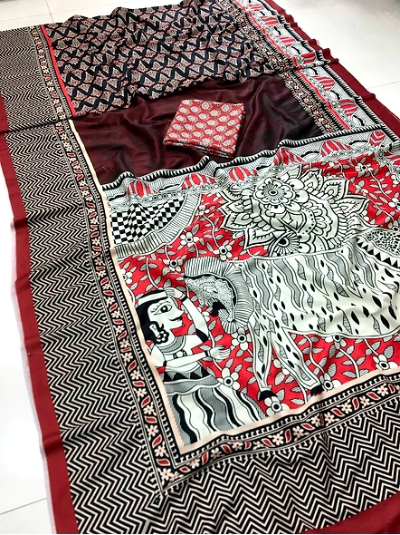 Exquisite Pure Mulmul Cotton Silk Saree with Digital Print-4