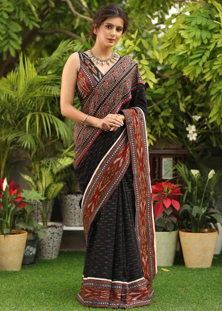 Pure Mulmul Cotton Silk Saree with Digital Print - Elegant Ethnic Attire-1