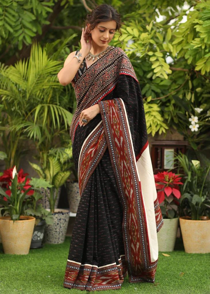 Pure Mulmul Cotton Silk Saree with Digital Print - Elegant Ethnic Attire-2