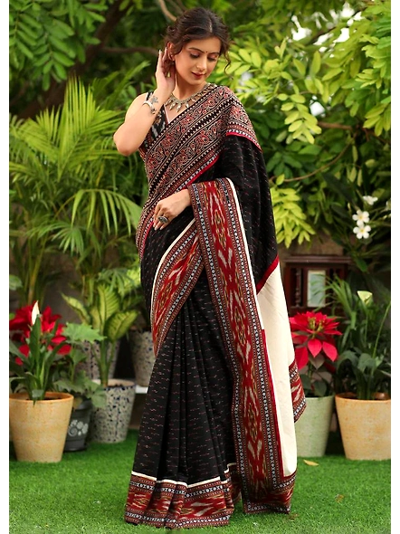 Pure Mulmul Cotton Silk Saree with Digital Print - Elegant Ethnic Attire-2