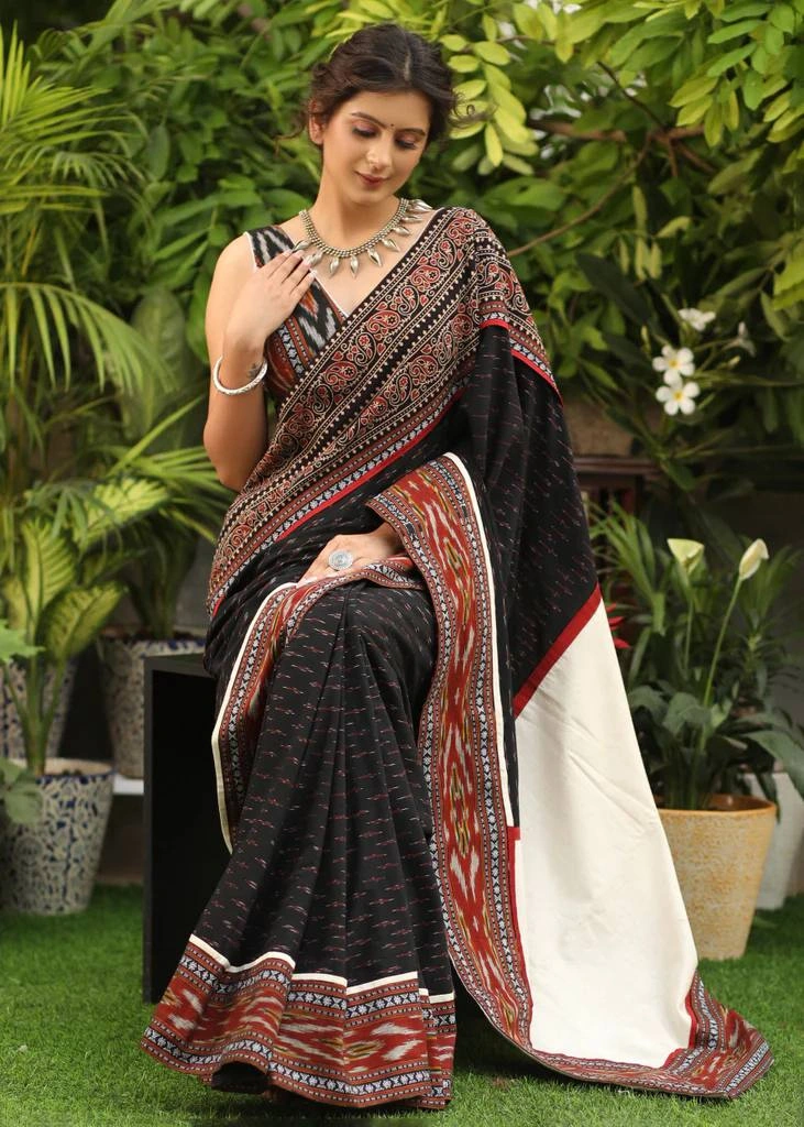 Pure Mulmul Cotton Silk Saree with Digital Print - Elegant Ethnic Attire-3