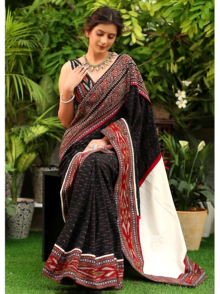 Pure Mulmul Cotton Silk Saree with Digital Print - Elegant Ethnic Attire-3