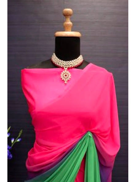 Pink Georgette Saree with Modern Digital Print
