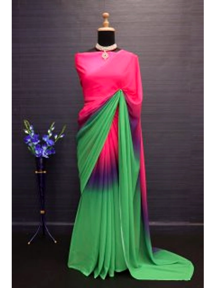 Pink Georgette Saree with Modern Digital Print-2