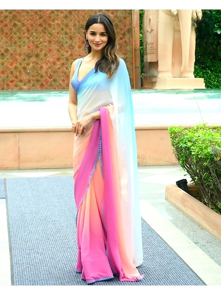 Women's Printed Pure Georgette Saree - Elegant Ethnic Wear for Special Occasions
