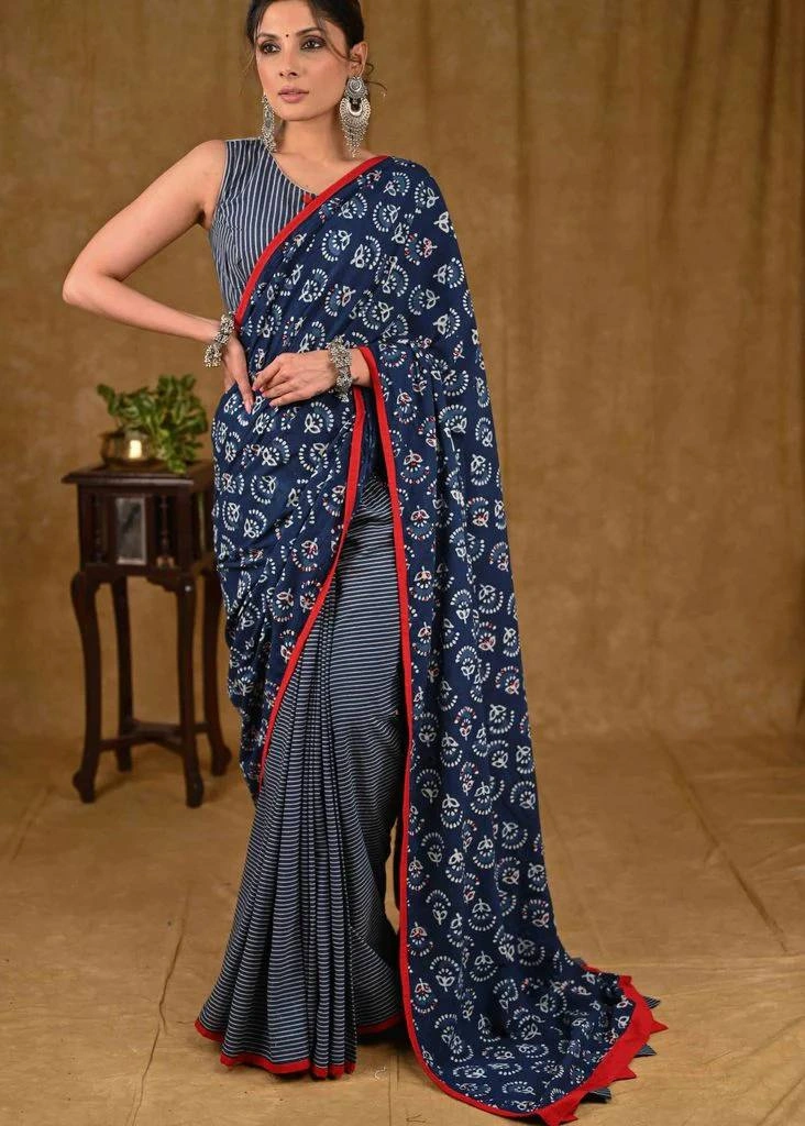 Timeless Beauty: Pure Mulmul Cotton Silk Saree - Luxury Blend of Elegance and Comfort-1