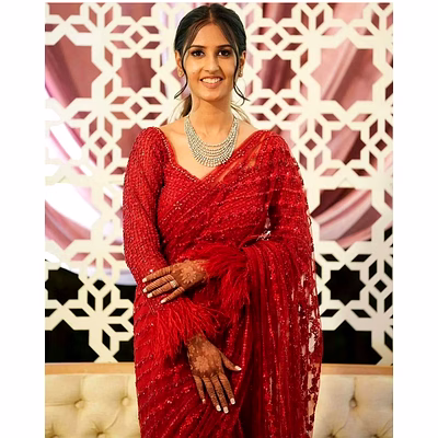 shiv net saree with thread work