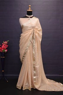 Embroidered Elegance: Sequin Saree in Luxurious Georgette-4