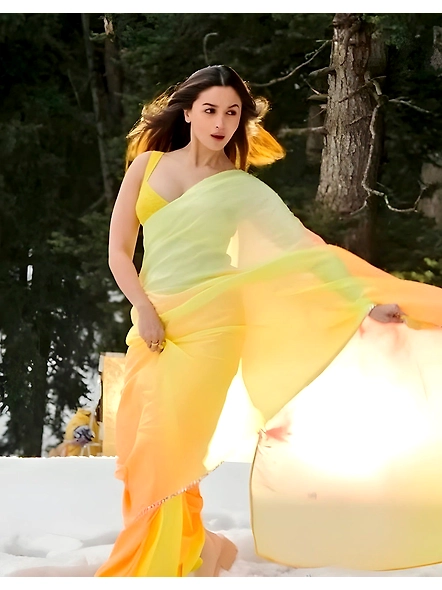 yellow saree alia bhatt