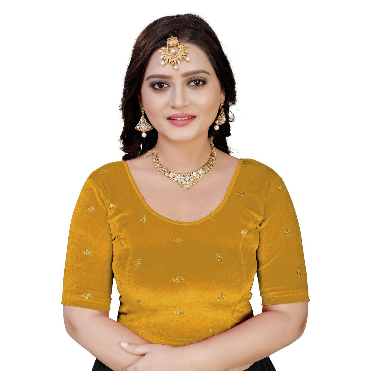 Luxurious Ready to Wear Velvet Stretchable Blouse with Embroidery Detailing-NehaCHIKUXXL